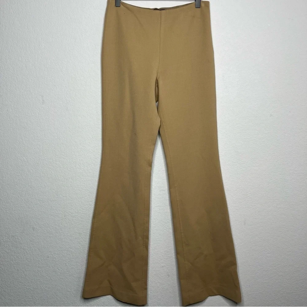 Theory Women Pants 4 Virgin Wool Tan Saxton Trousers Palomino Office Flare - Picture 2 of 11